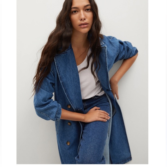NWOT Mango double breast denim trench coat - Picture 6 of 8